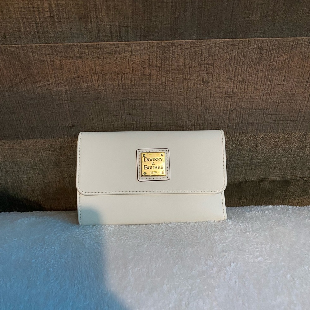 Dooney & Bourke Saffiano Small Flap Credit Card Wallet - cream
